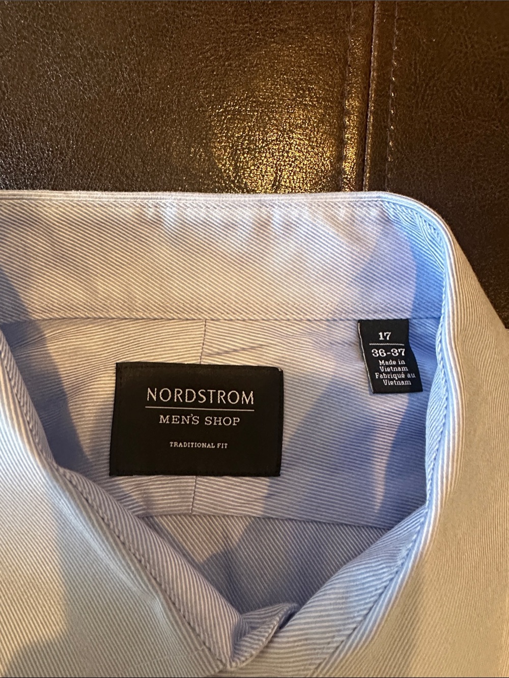 Nordstrom Men’s Shop Light Blue Striped Dress Shirt size 17 x 36/37